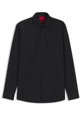 이지 아이언 코튼 포플린 모던 핏 셔츠, 블랙