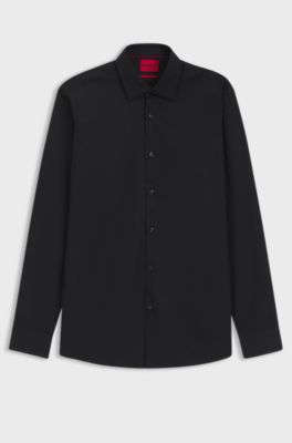 Modern-fit shirt in easy-iron cotton poplin, Black