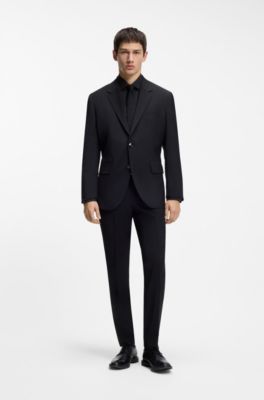 Modern-fit shirt in easy-iron cotton poplin, Black