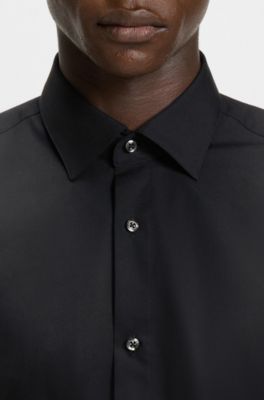 이지 아이언 코튼 포플린 모던 핏 셔츠, 블랙