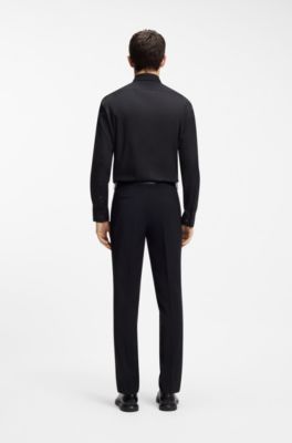 Modern-fit shirt in easy-iron cotton poplin, Black