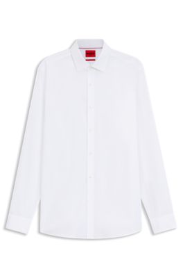 Modern-fit shirt in easy-iron cotton poplin, White