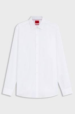 Modern-fit shirt in easy-iron cotton poplin, White