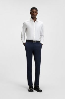 Modern-fit shirt in easy-iron cotton poplin, White