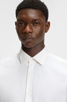 Modern-fit shirt in easy-iron cotton poplin, White