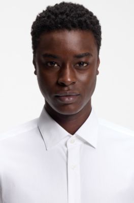 Modern-fit overhemd van gemakkelijk te strijken katoenen popeline, Wit