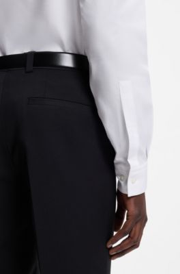 Modern-fit shirt in easy-iron cotton poplin, White