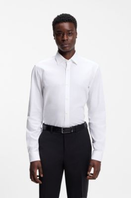 Modern-Fit Hemd aus b&uuml;gelleichter Baumwoll-Popeline, Wei&szlig;