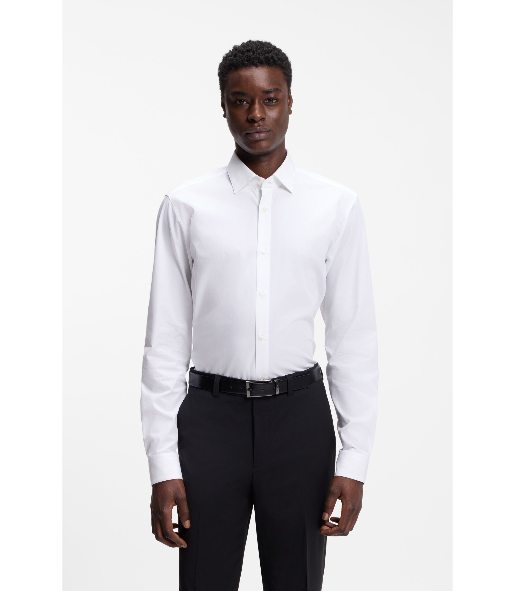 Modern-Fit Hemd aus bügelleichter Baumwoll-Popeline