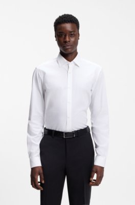 Modern-fit shirt in easy-iron cotton poplin