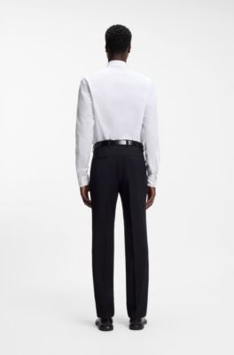 Modern-fit shirt in easy-iron cotton poplin, White