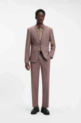Modern-fit shirt in easy-iron cotton poplin, Brown