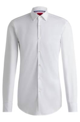 Hugo Slim-fit Shirt In Easy-iron Cotton Poplin In White