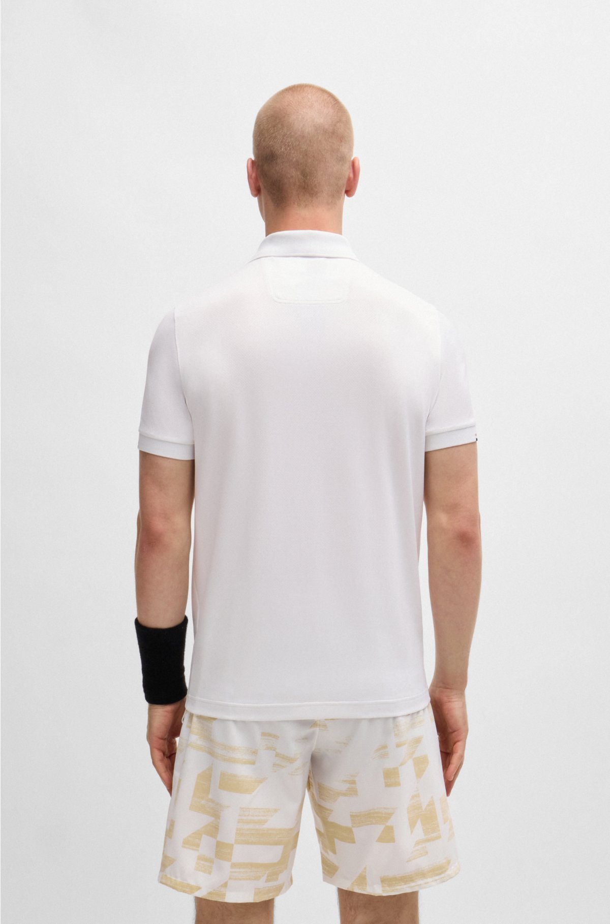 BOSS x Matteo Berrettini V-insert slim-fit polo shirt , White