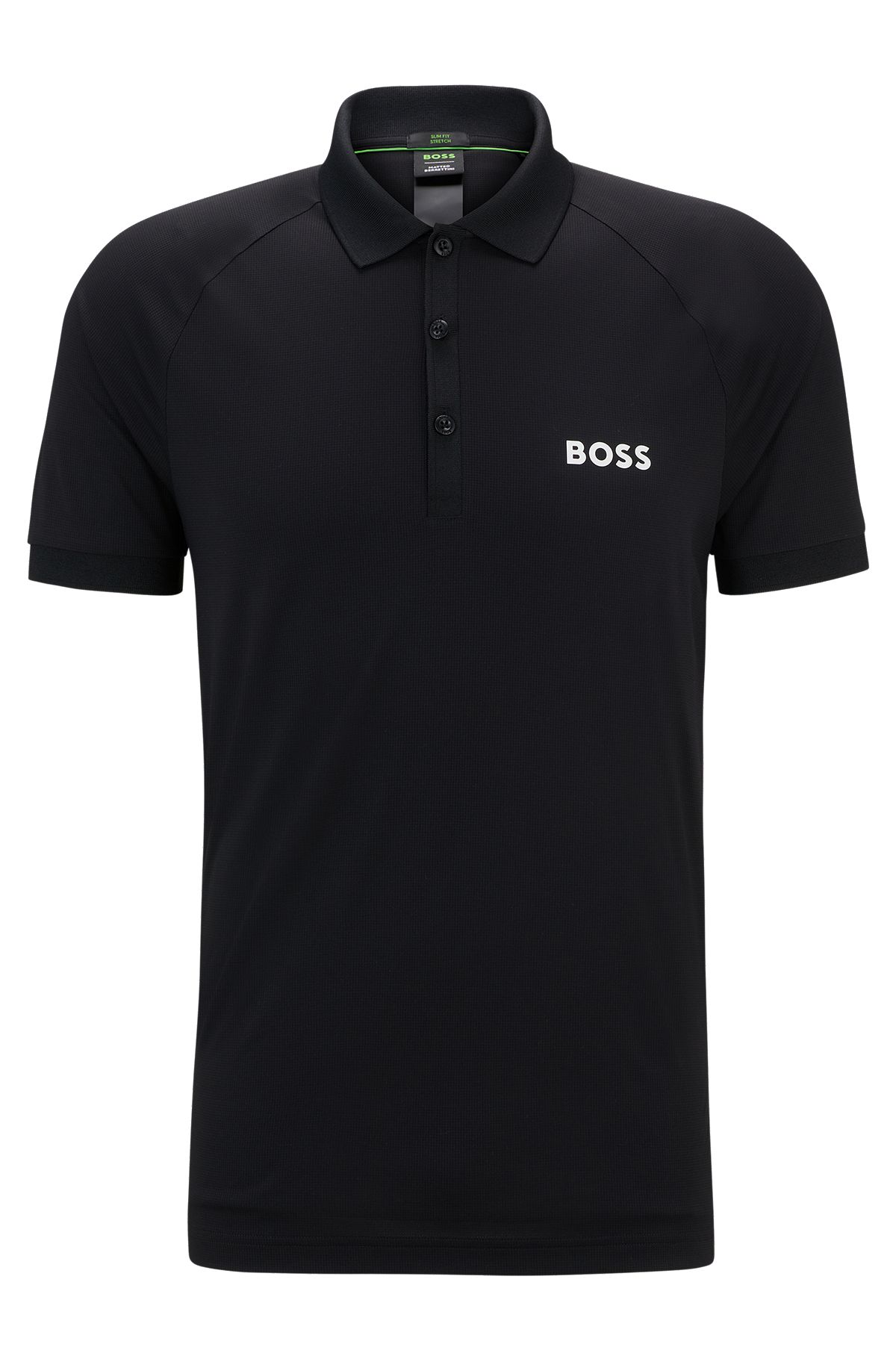 BOSS x Matteo Berrettini waffle-fabric polo shirt , Black
