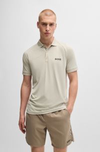 BOSS x Matteo Berrettini Poloshirt mit Waffelstruktur , Hellbeige