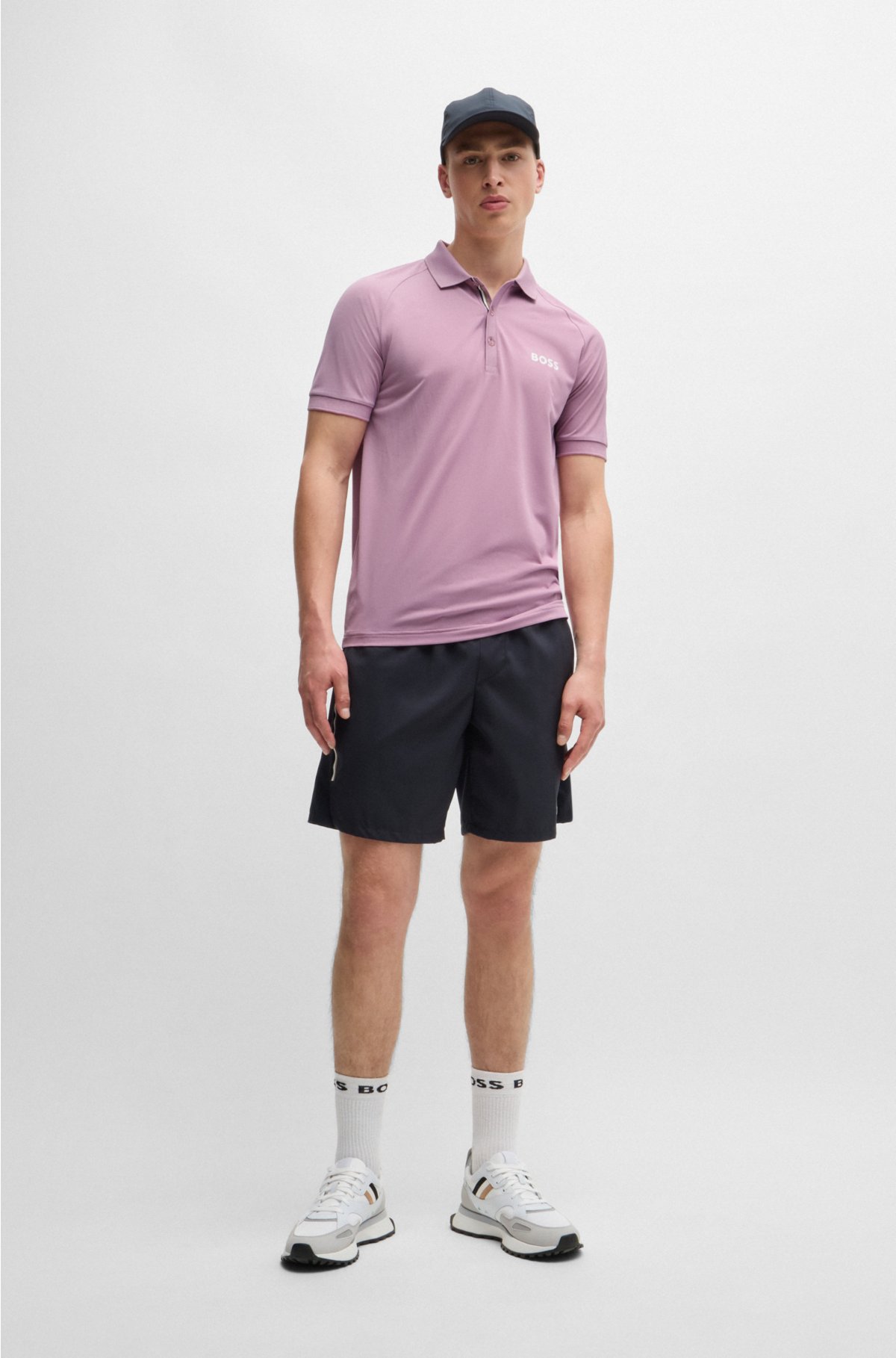 BOSS x Matteo Berrettini waffle-fabric polo shirt , Light Purple