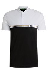 BOSS x Matteo Berrettini slim-fit polo shirt with bomber collar, White / Black