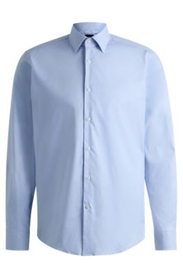 BOSS - Regular-fit shirt in easy-iron pepita stretch cotton