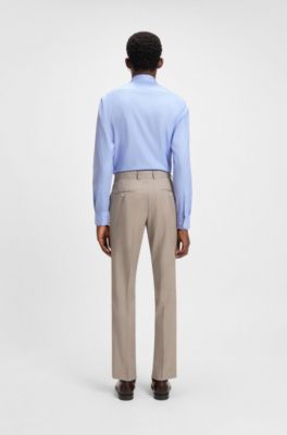 Regular-fit shirt in easy-iron pepita stretch cotton, Light Blue