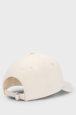 Cappellino in twill di cotone con logo ricamato tono su tono, Bianco