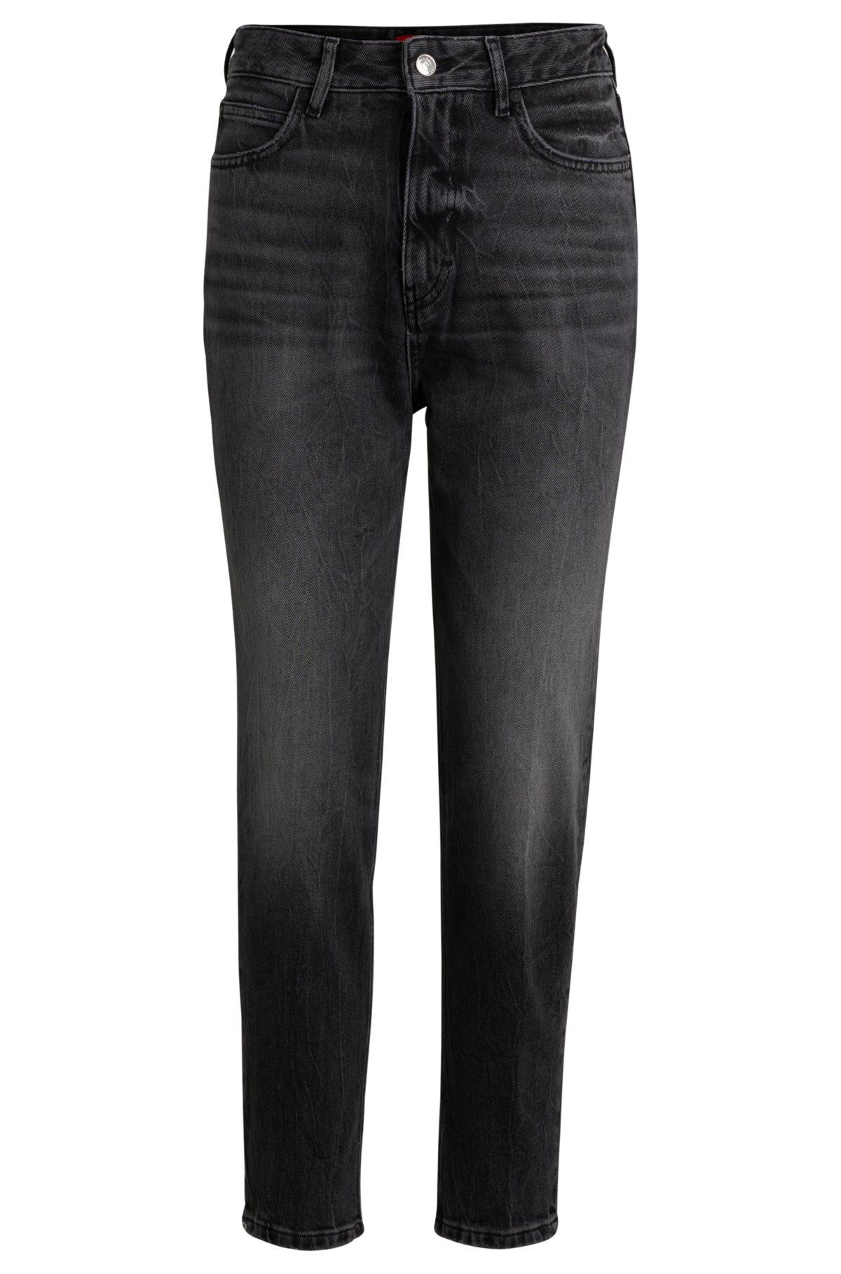 Mom-fit jeans in dark-grey comfort-stretch denim, Dark Grey