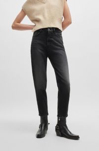 Mom-fit jeans van donkergrijs comfortabel stretchdenim, Donkergrijs