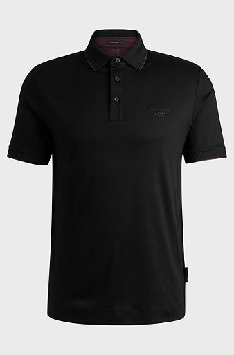 Porsche x BOSS regular-fit polo shirt in mercerised cotton, Black