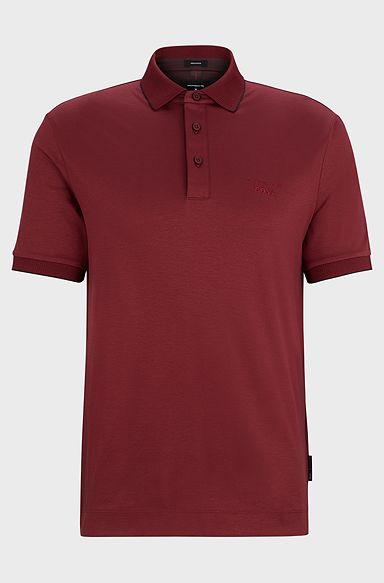 Porsche x BOSS regular-fit polo shirt in mercerised cotton, Dark Red