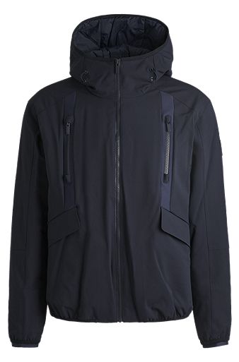 Water-repellent regular-fit jacket in performance twill, Dark Blue