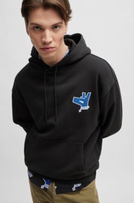HUGO Cottonterry hoodie with newseason logo artwork