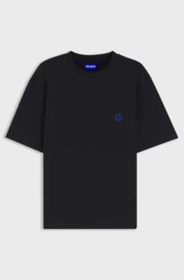 Logo-patch T-shirt in mid-weight cotton, Black