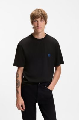 Logo-patch T-shirt in mid-weight cotton, Black