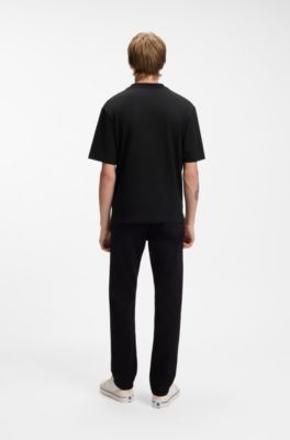 Logo-patch T-shirt in mid-weight cotton, Black