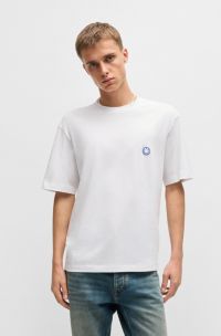 T-shirt in jersey di cotone con logo, Bianco