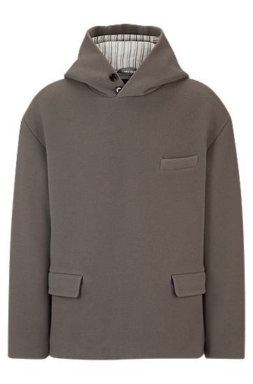 Regular-fit hooded jacket in virgin wool, Hugo boss