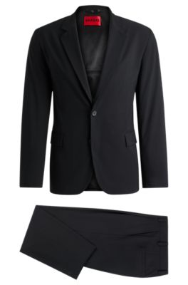 HUGO - Packable slim-fit suit in performance-stretch material - Black