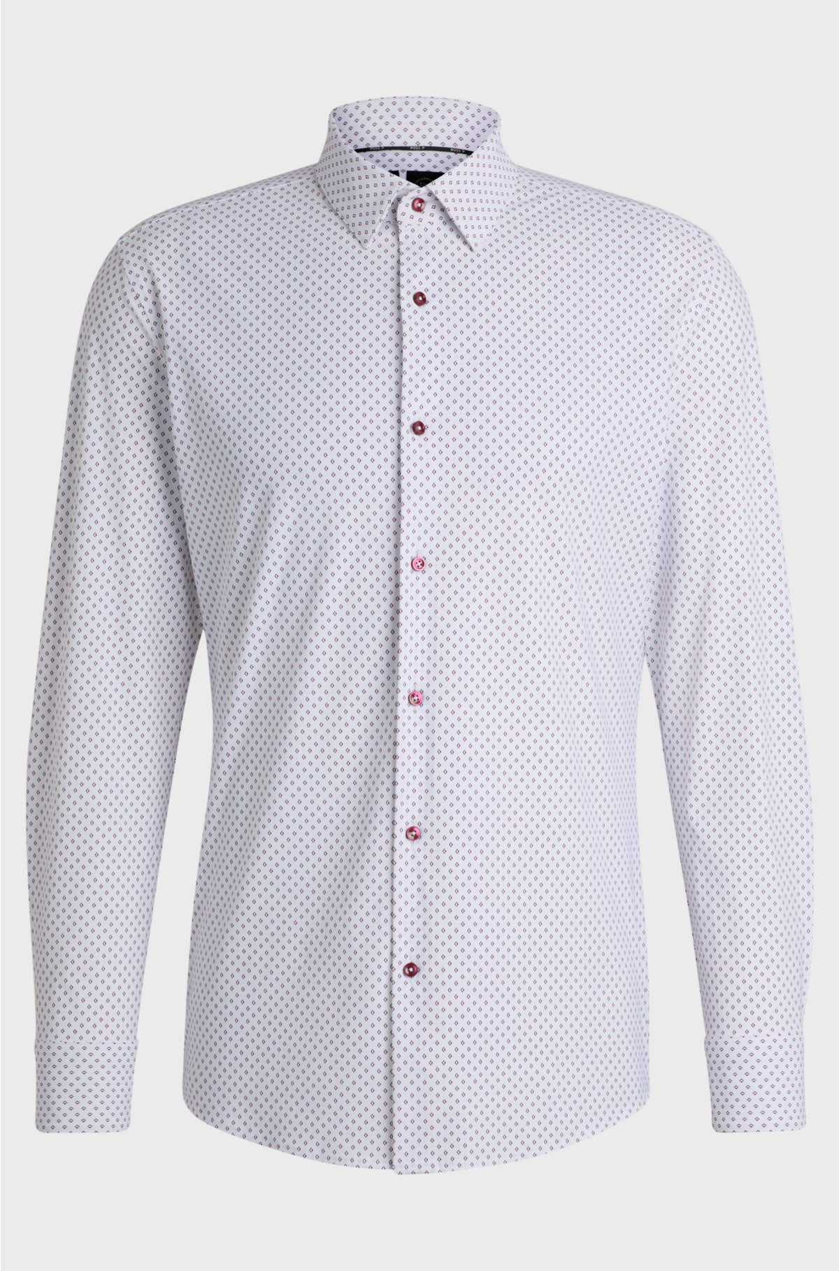 Slim-fit shirt in printed performance-stretch material, White