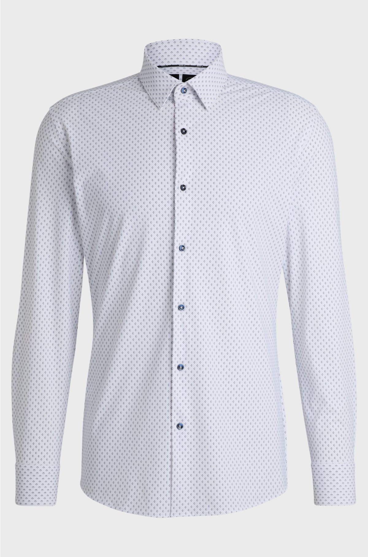 Slim-fit shirt in printed performance-stretch material, Light Green