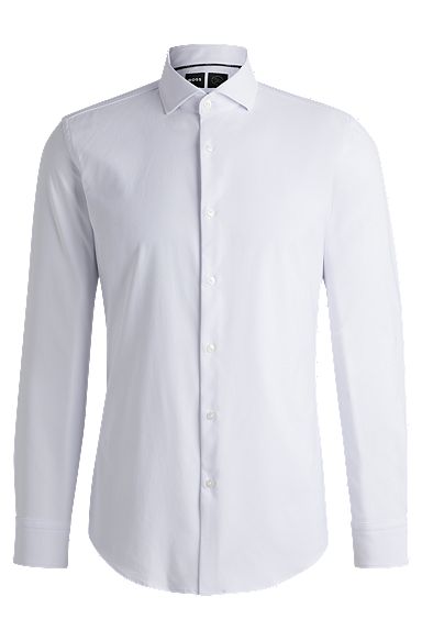 Slim-fit shirt in structured performance-stretch material, White
