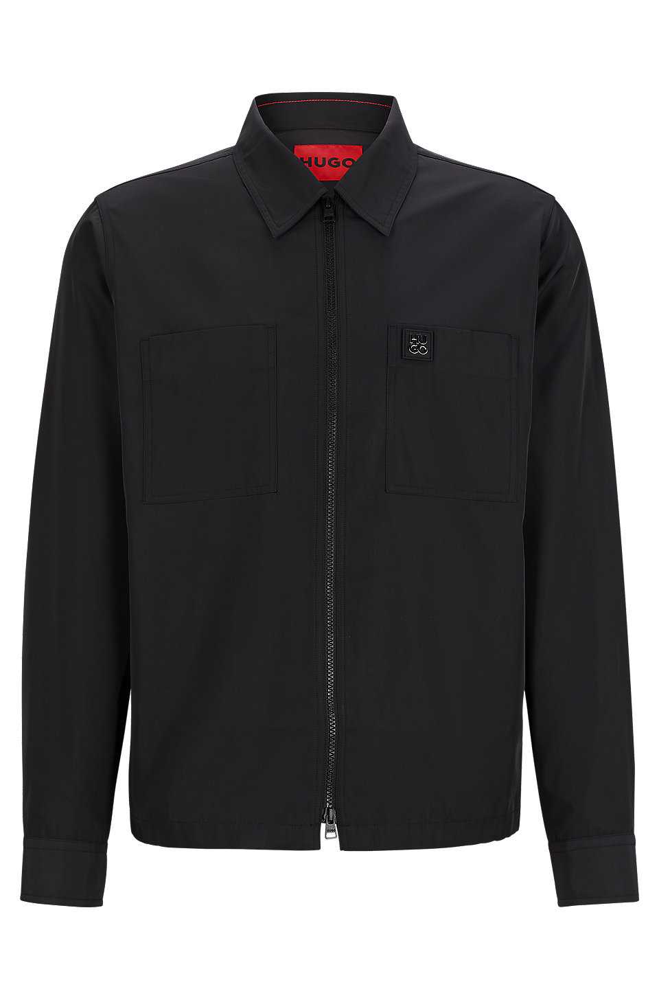HUGO - Oversized-fit zip-up shirt jacket with metal logo detail