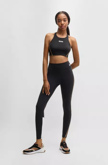 Stretch-jersey cropped top with mesh details