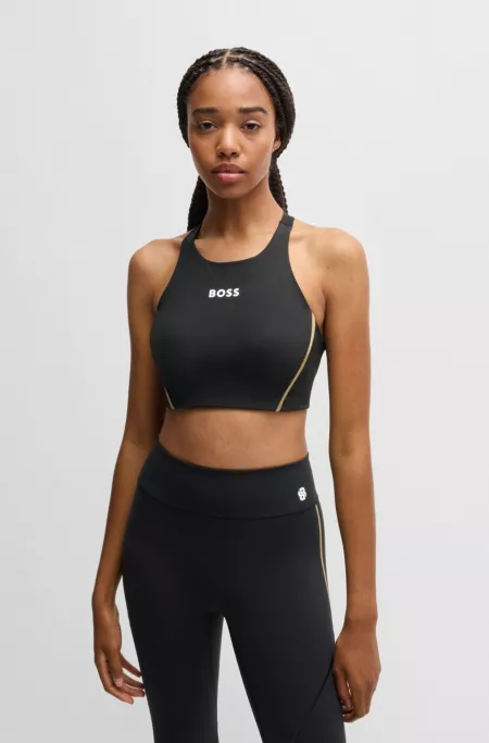 Stretch-jersey cropped top with mesh details
