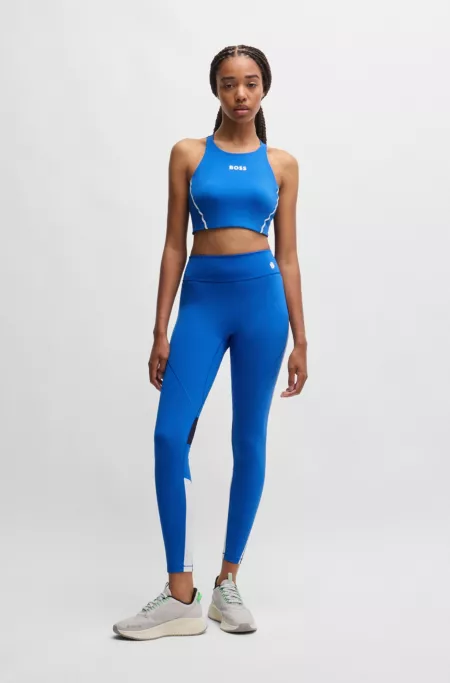 Stretch-jersey cropped top with mesh details