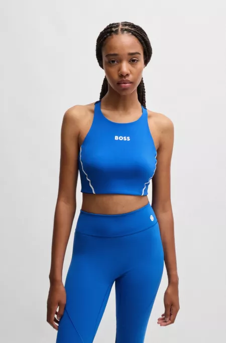 Stretch-jersey cropped top with mesh details