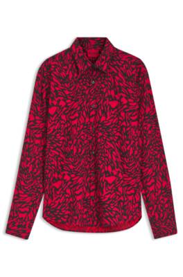 Hugo Slim-fit cotton poplin shirt with bold print mönstrade skjortor herr – bild 4