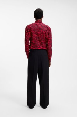 Hugo Slim-fit cotton poplin shirt with bold print mönstrade skjortor herr – bild 3