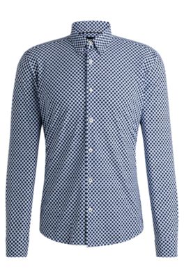 BOSS - Slim-fit shirt in printed performance-stretch fabric