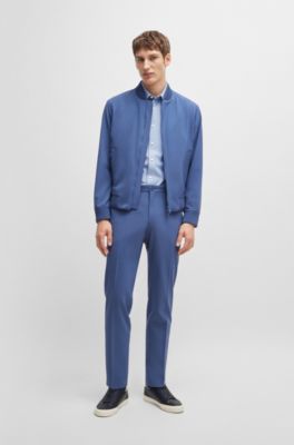 BOSS - Slim-fit shirt in herringbone performance-stretch material 