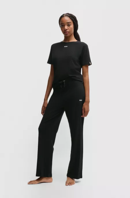 Stretch-cotton pyjama bottoms with logo details